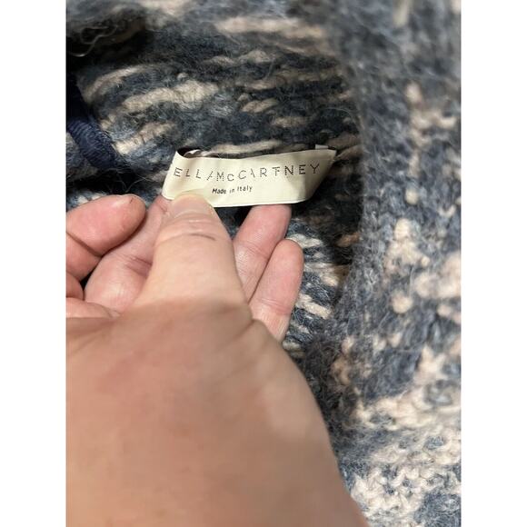 Stella McCartney Womens Crochet Hooded Thick Warm Sweater Blue White Size 38/XS‎ - Picture 6 of 14